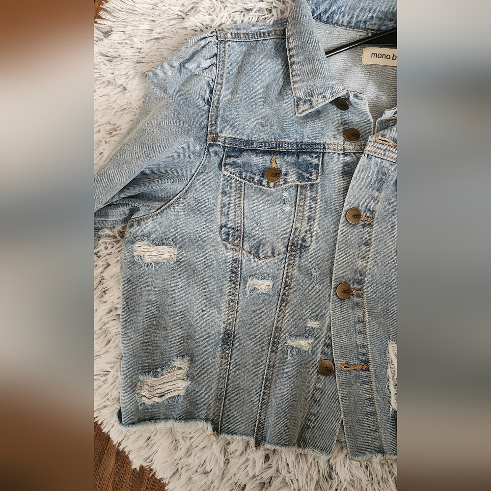 Mono B Puffed Cropped  Denim Jacket - Picture 12 of 12